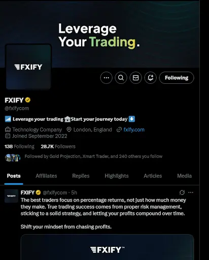 FXIFY official x account