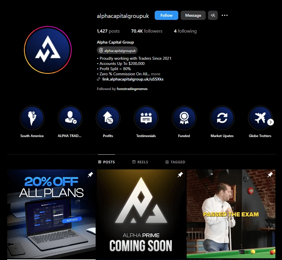 Official Instagram account - Alpha Capital group