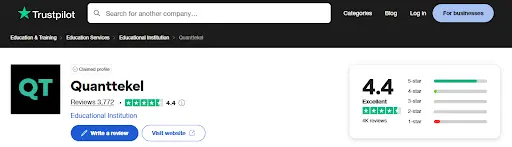 Quant tekel Trustpilot page