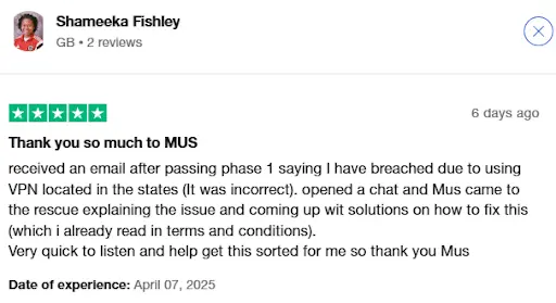 Quant tekel Trustpilot review 1